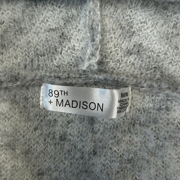 89th. & Madison NWT Women's Open Cardigan Hoodie Size Medium Grey and white - Picture 6 of 9
